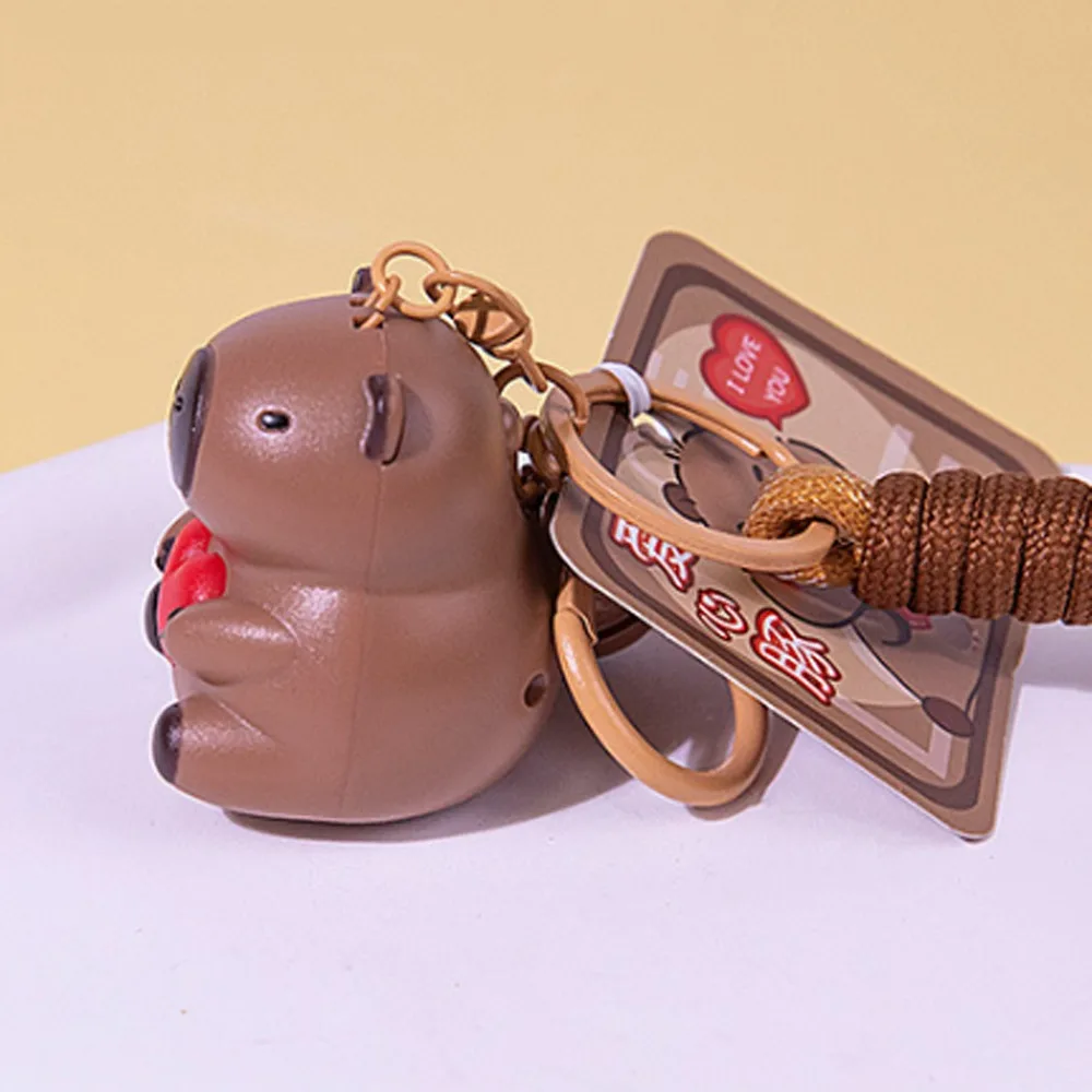 I Love You Capybara Sound Keychain Glowing Vocal Capybara Bag Pendant Cartoon Animal Capybara Luminous Keyring Backpack Decor