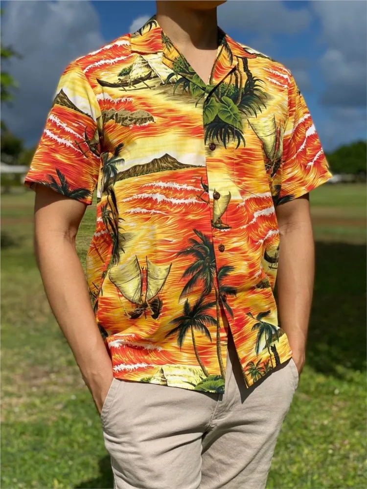 Beach Menswear Clothing Printed Short Sleeves Men's Shirts All-match Color Colorful Shirt Casual Tops Simple Style Loose Fashion