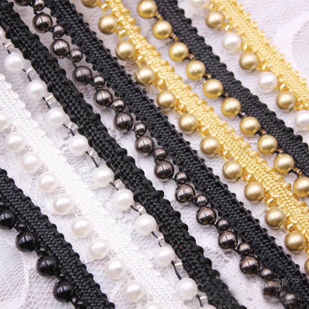 Yard Beaded Craft for Wedding Dress Decor Bridal Applique Headdress Lace Trim Garment Materials Ribbon Tape Sewing Accessories