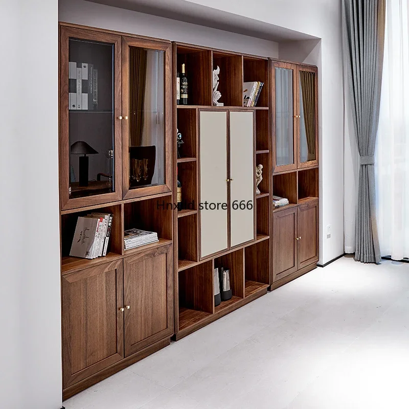 North American black walnut bookcase study combination cabinet