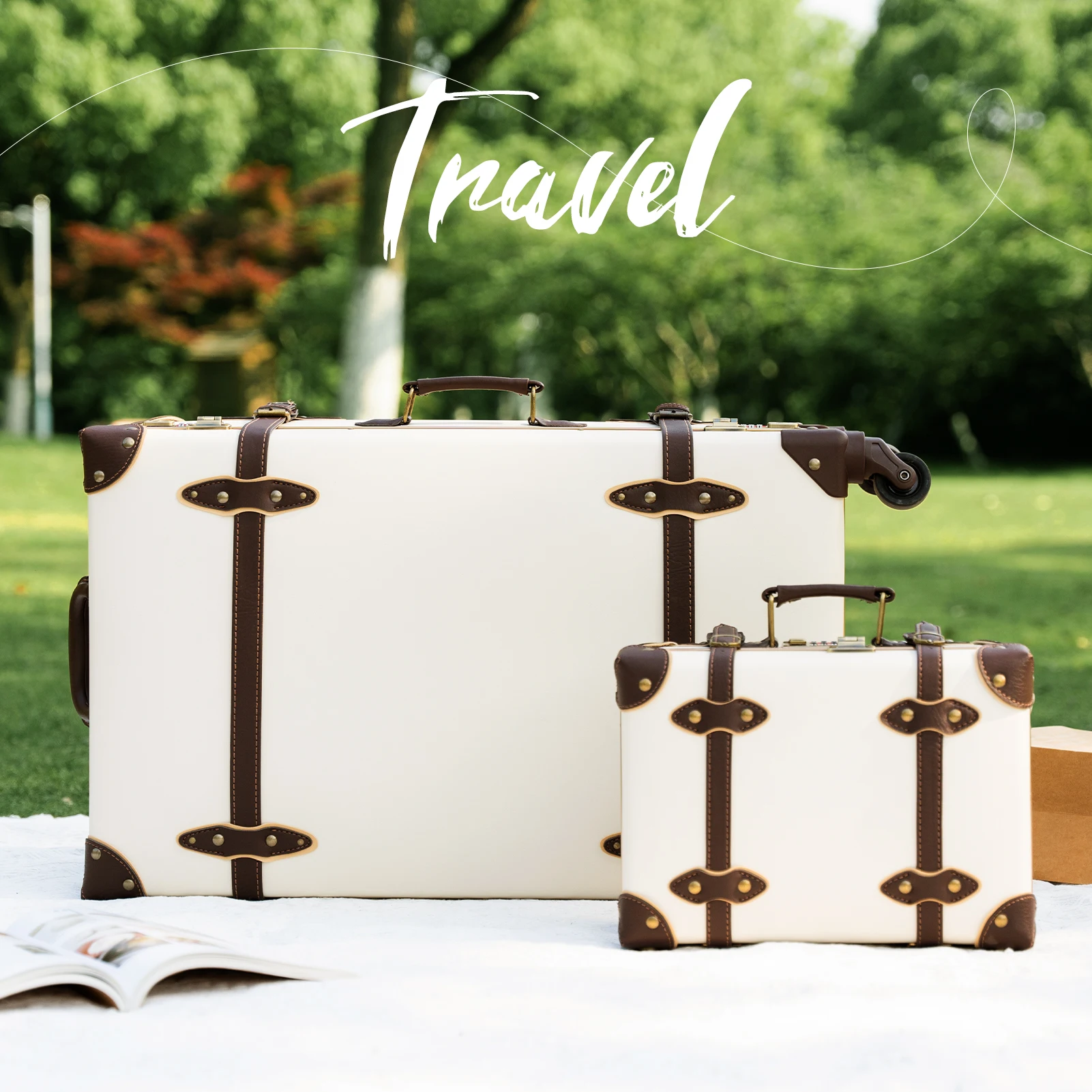 Urecity Luggage Sets 3Pcs Suitcase PU Leather Carry on Luggage Travel Suitcase with Spinner Wheels and TSA Lock, Lightweight