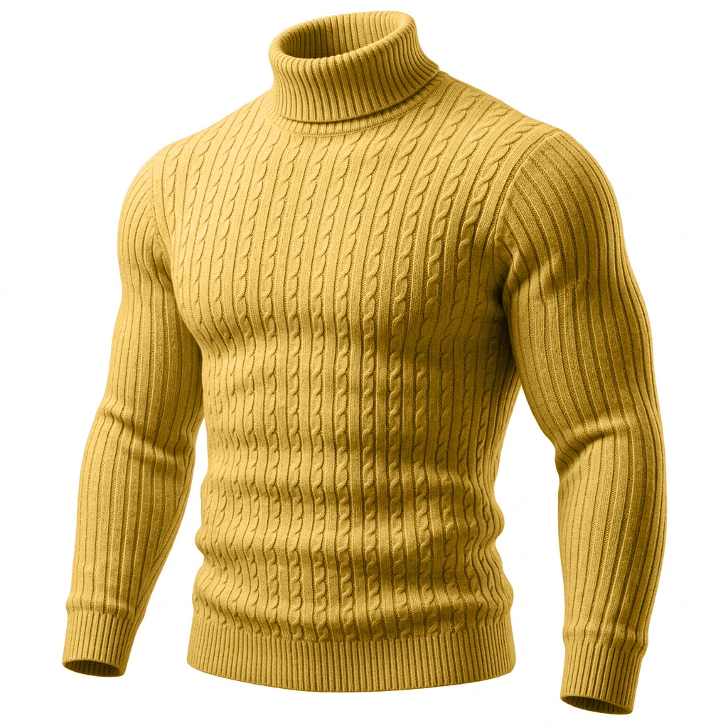 Herren Zopfmuster Rollkragenpullover Warmer Weicher Thermo-Pullover Winter Passform Langarm-Pullover für Kaltes Wetter Strickwaren – Detail 13