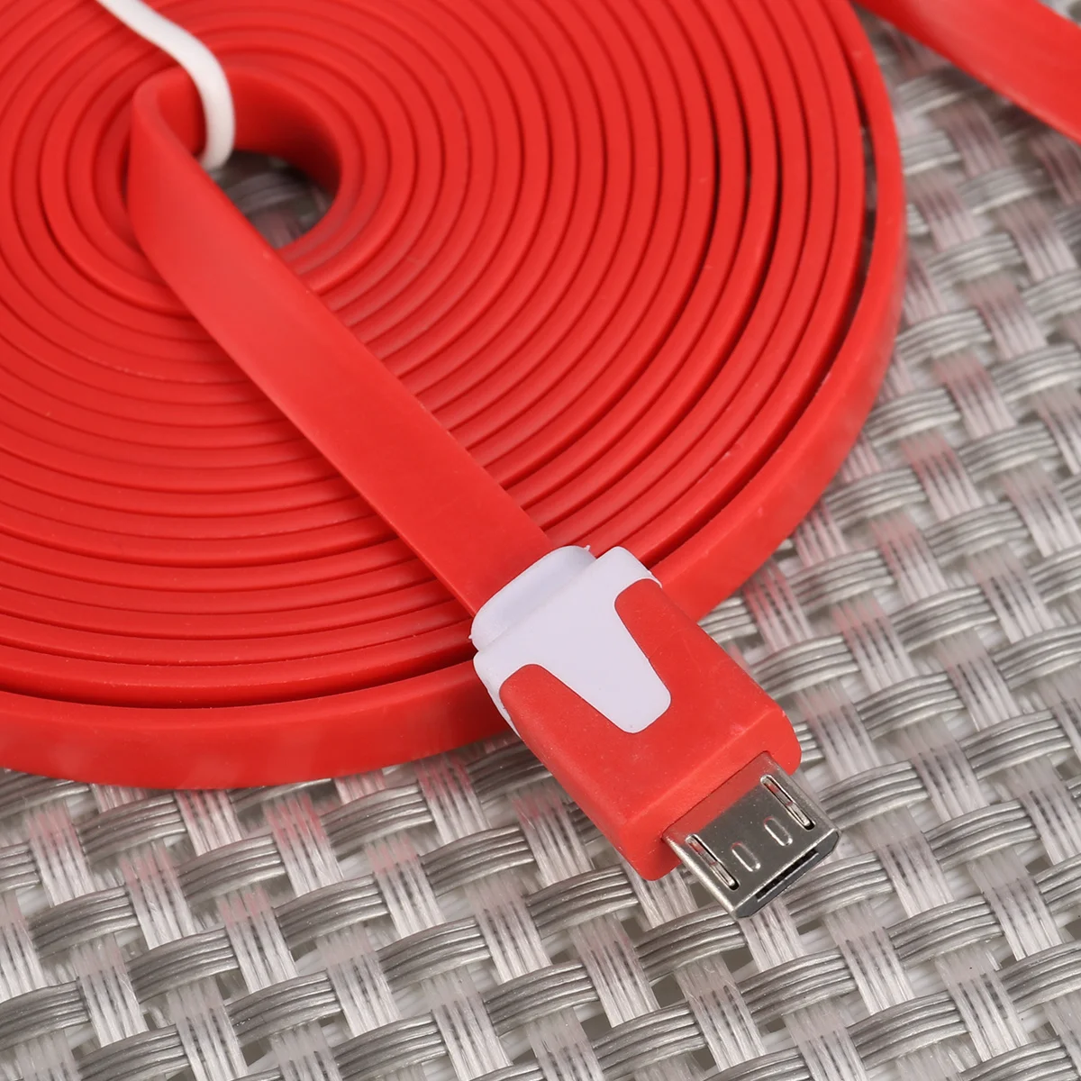 

3 Meters Flat Micro Usb Data Cable Silicone Fast Charging Sync Cord For Devices Red 2-In-1 Charge Cable
