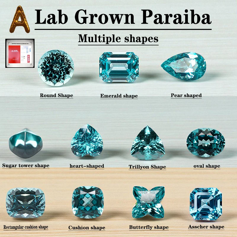 

Top Lab Grown Paraiba Multiple shapes Combination chain DIY Jewelry Production Main Materials Selectable AGL Certificate