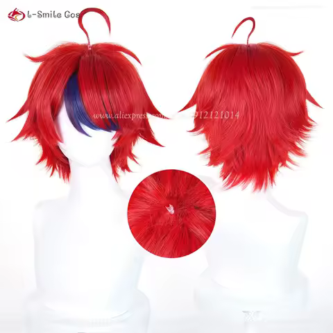 Sumino Takumi Cosplay Wig 33cm Red Blue Mixed Wigs For Men Cosplay Anime Wig Heat Resistant Synthetic Hair Halloween Christmas