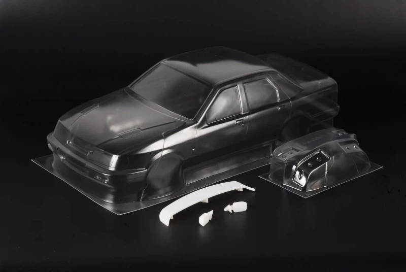 1/10 FORD SIERRA SAPPHIRE RS Clear Body Shell W/Spoiler + Mirrors, On Road Car, RC Drift Chassis, 257mm Tamiya TT-01 TT-02