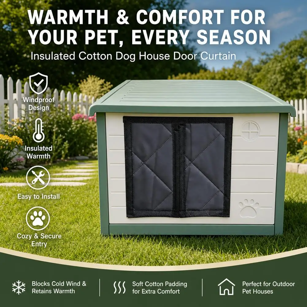 Pet Warm Cotton Door Curtain Dog House Thickened Cotton Clip Rain Proof Snow Proof Cold Proof Windproof Cotton Door Curtain