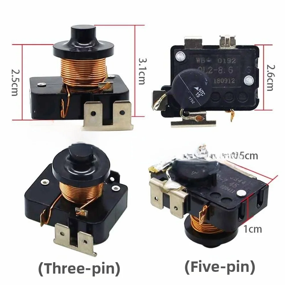 Compressor Starter QL2 7.45 for Refrigerator Applications with For Dual Capacitor Compatibility and Black Housing