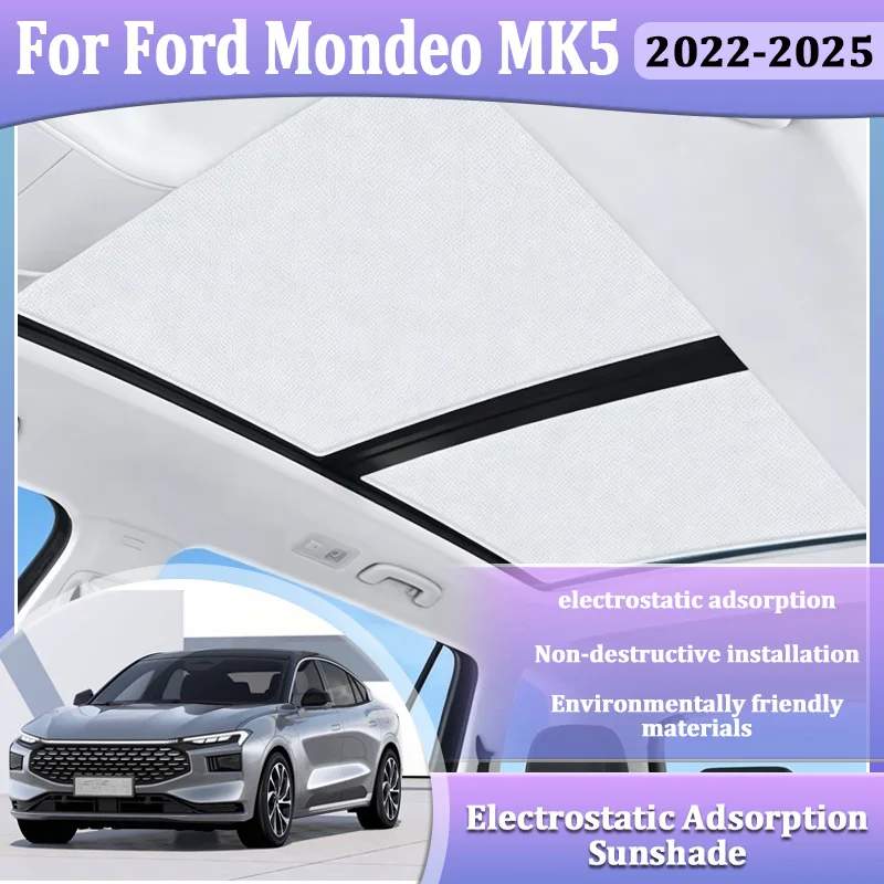 For Ford Mondeo MK5 Accesorios Taurus 2022 2023 2024 2025 Car Electrostatic Cling Sun Shade Static Sunroof Skylight Accessories