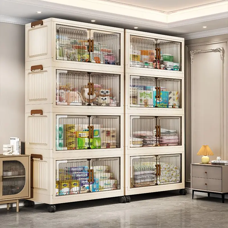 Foldable Plastic Storage Cabinet for Children's Bedroom No-Install Design Home Use Organizer for Toys And Clothes