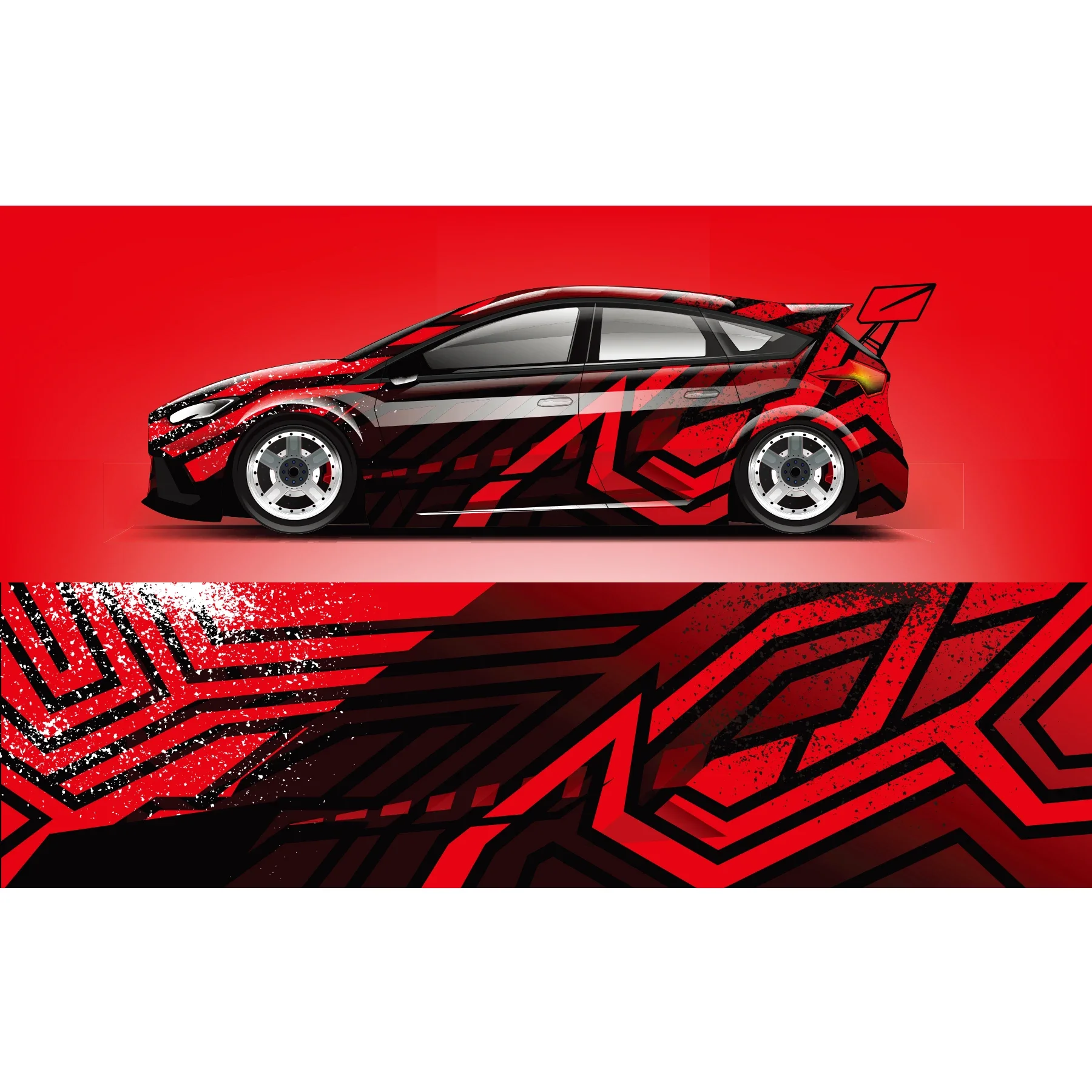 Sketch Stripe Car Full Wrap Sticker Auto Decal decorativo Cut Body Racing Graphic Decal Vinyl Wrap Design moderno Red Retro