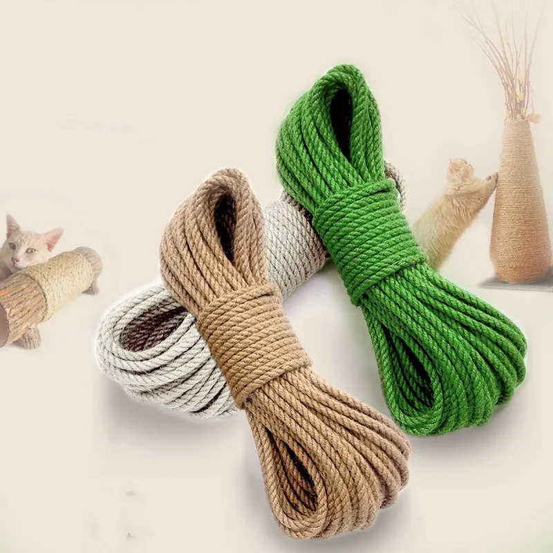 50M Pet DIY Climbing Rope Household Pet Cats Dogs Clutching Sisal Rope Protection Furniture Pet Clutching Rope Pet Supplies