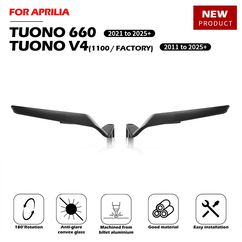 

Зеркала заднего вида JTN TUONO 660 V4 Stealth Winglets с регулируемым поворотом для мотоциклов Aprilia TUONO660 TUONO V4 2011-2024