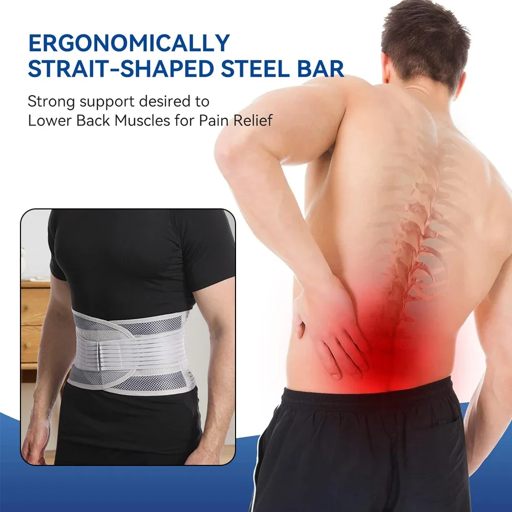 Waist Brace for Lower Back Pain Relief with Lumbar Pad, Ergonomic Design & Breathable 3D Knit Material, Herniated Disc, Sciatica