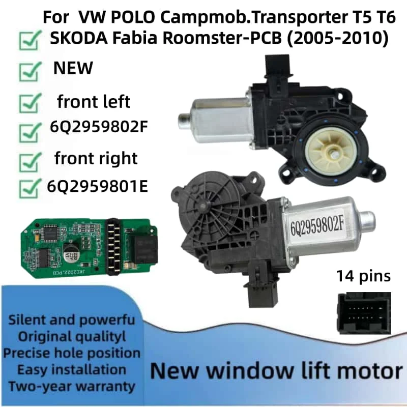 Image of 6Q2959802F 6Q2959801E Für Skoda Fabia Roomster VW Transporter T5 T6 Polo Fensterheber-Motormodul-PCB Vorne links und vorne rechts