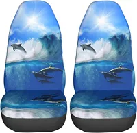 Ocean Dolphin Seat Covers Car Accessories 2 Pcs Set Vehicle Front Seat Protector Auto Interior Protetors Car Covers Universal