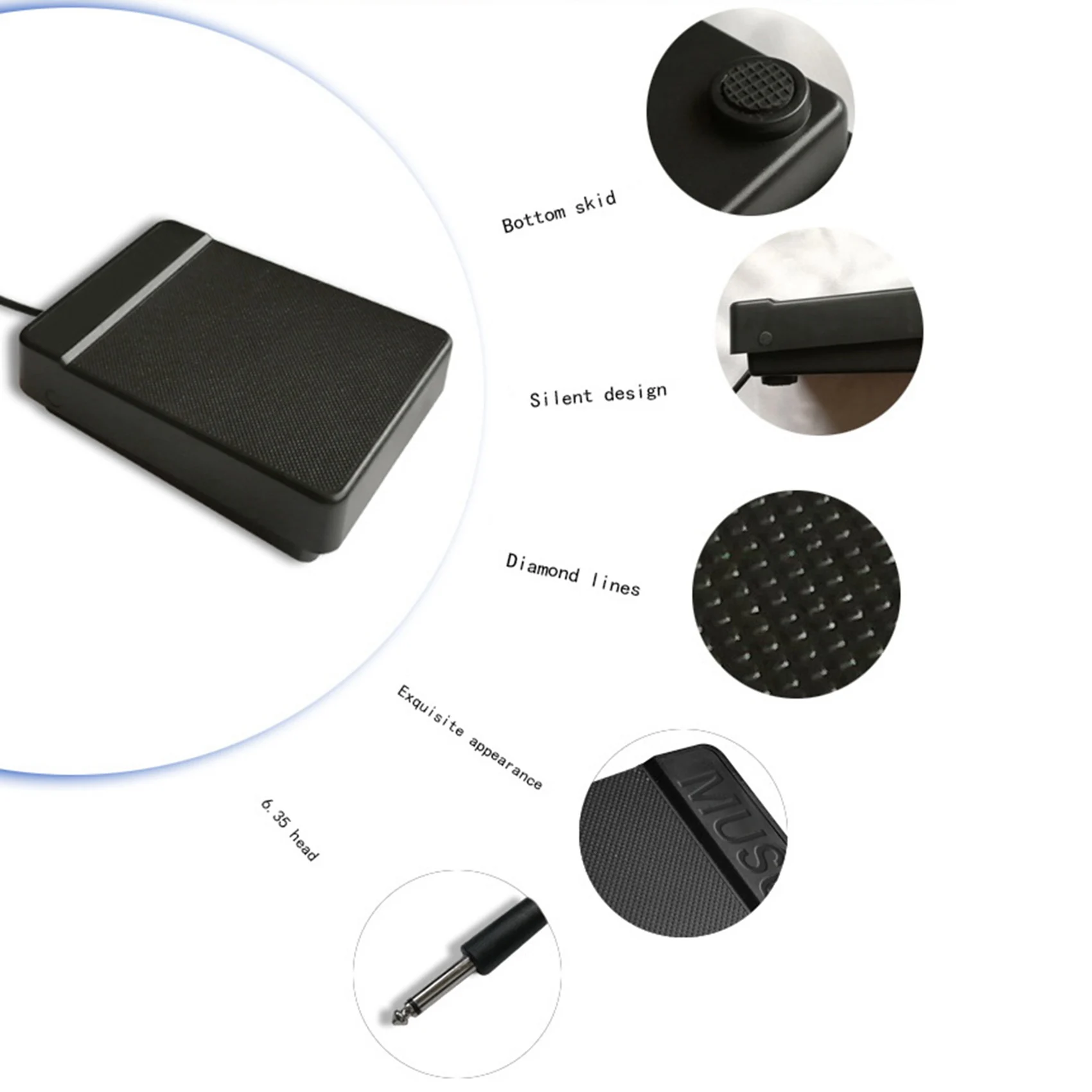ABHS-Music Pedal Foot Switch Foot Operated Pedal Controller Musical Instrument Audio Interface Pedal Switch