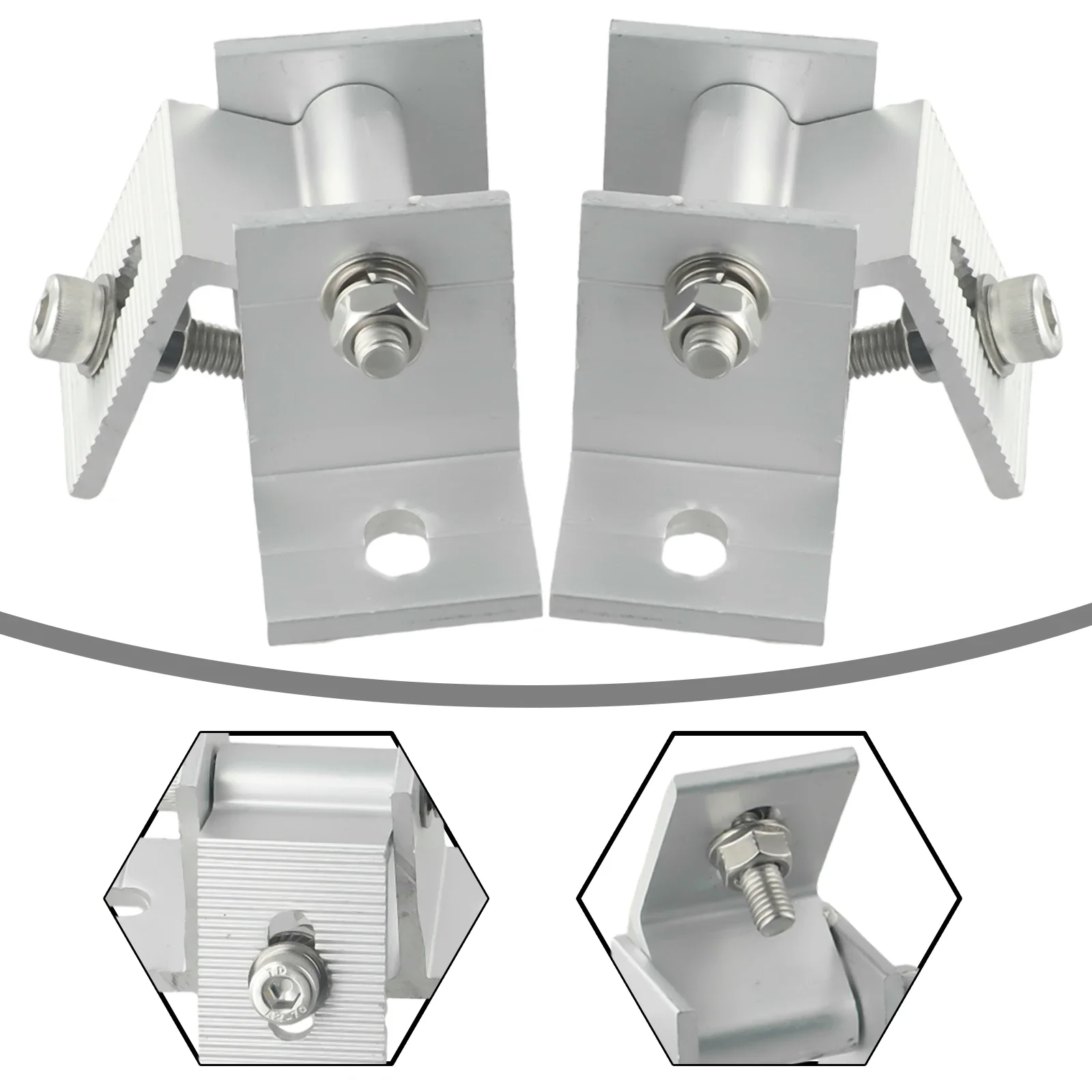 Solar Panel Foot Mount With Screws Kit Photovoltaic Bracket Rubber Pads Aluminum Alloy For Roof Mount Brand New