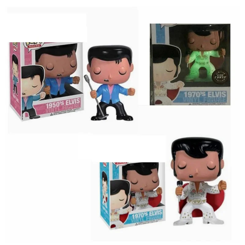 FUNKO Rocks 1950\'S Elvis 02 # 1970\'S 03 # Presley Doll 10cm modello da collezione giocattolo Action Figure giocattoli regalo per bambini ragazzi