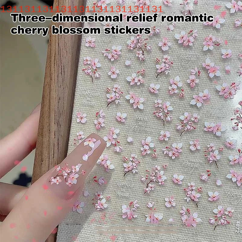 1 قطعة ذاتية اللصق مسمار الفن الديكور الصحافة على الزهور ملصقات ل مانيكير الديكور 5D لينة الإغاثة ساكورا مسمار ملصقات #4