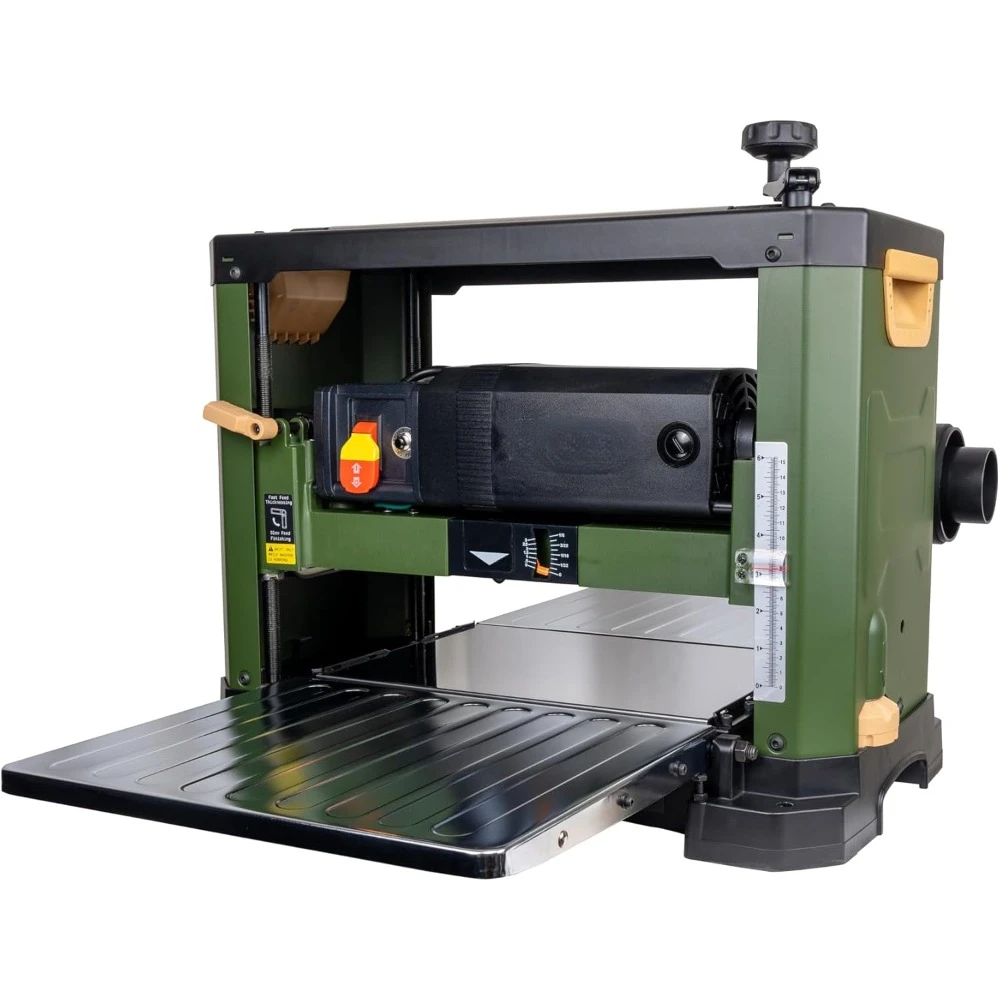 

13-Inch Spiral Cutterhead Benchtop Planer with 26 Tungsten Carbide Inserts, 2-Speed Feed Rate, Snipe Minimizer