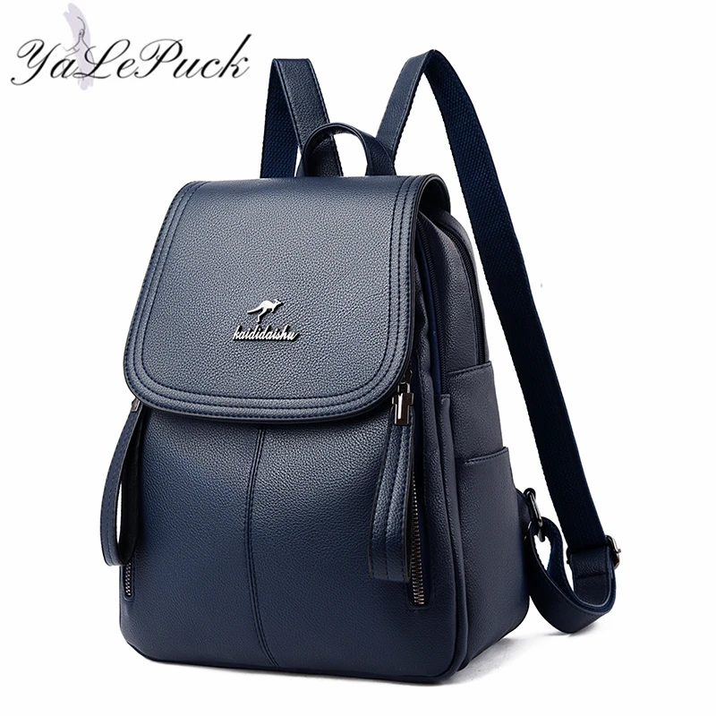 Vintage Women Backpack Large Capacity School Bags for Teenagers Girls Leather School Backpack Lady Shoulder Bag Sac A Dos