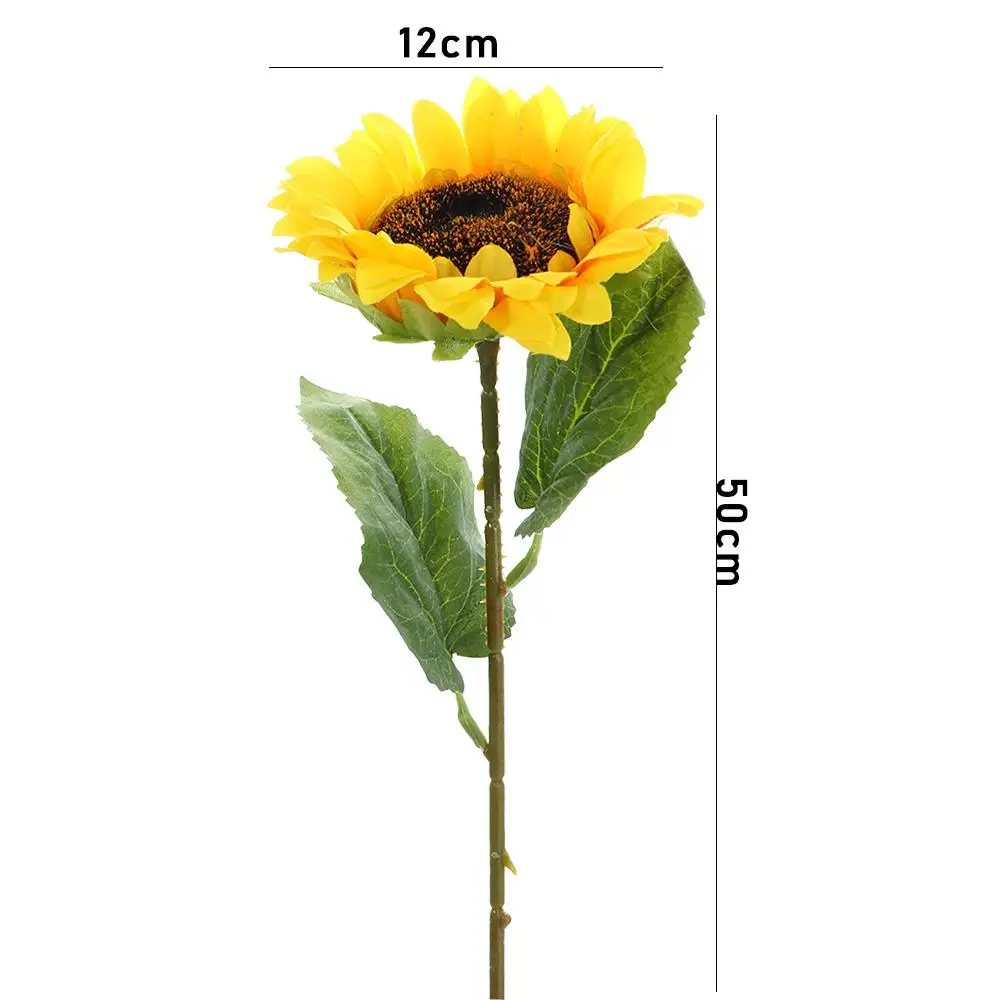 1 Pc High Quality Yellow Artificial Sunflower Highly Realistic Silk Sunflower for Home Flower Arrangement Decor Bride Gifts