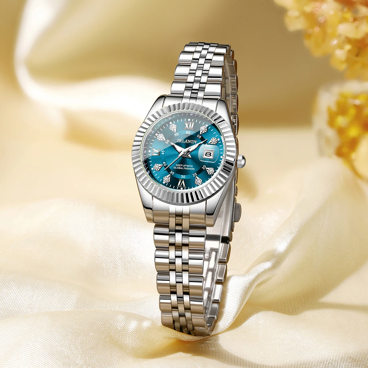 Luxury Rhinestone Women Watches Ladies Roma Dial Stainless Steel Quartz Wristwatch with Calendar Reloj Mujer (Without Box) image 4
