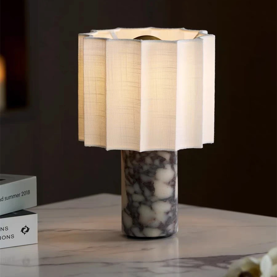 

Dimmable Marble Bedside Table Lights with Touch Switch, USB Charging Table Lamps Nightstand Lamp for Living Room, Bedroom