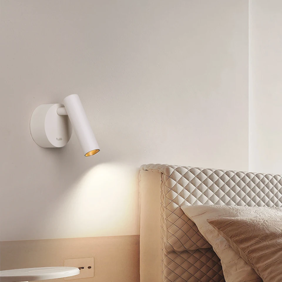 Imagem -03 - Lâmpada de Parede Led Interior Luz de Leitura Minimalista 5w Spotlight para Quarto Hotel Night Lights Moderna Rotação Ajustável Wall Sconce