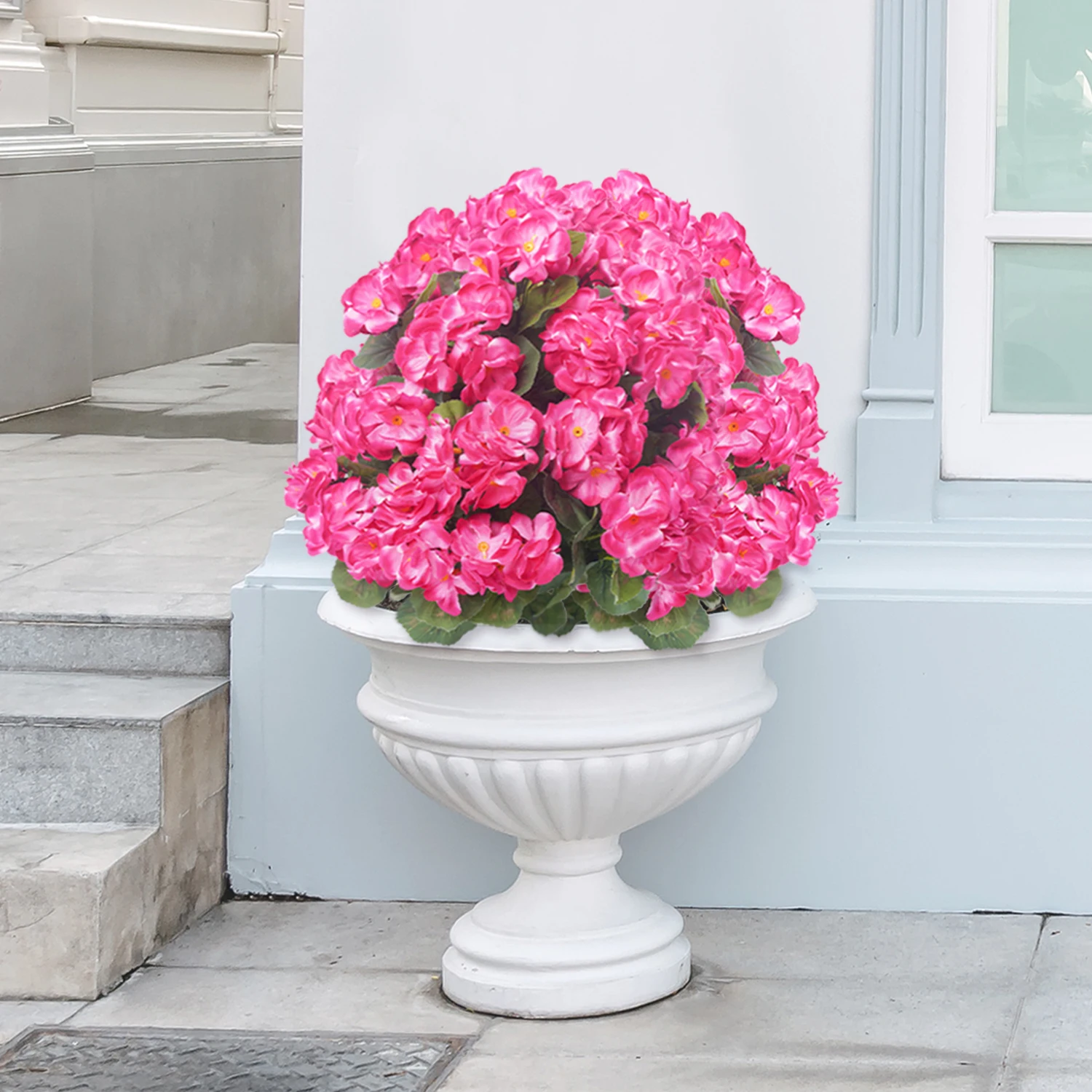 

Uflower Artificial Flowers Green Leaf Begonia Flower Outdoor Indoor Garden Fake Plants for Yard Roadside Front Door Home Decor