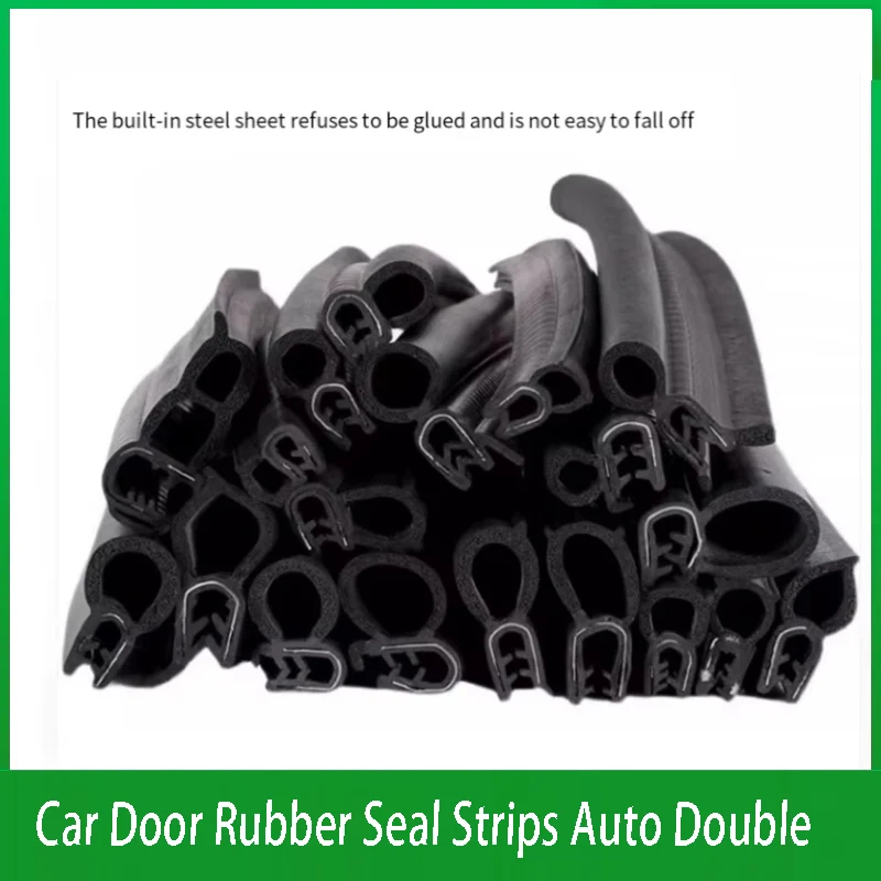 

Car Door Rubber Seal Strips Auto Double Layer Sealing Stickers for Door Trunk Sound Insulation Weatherstrip Interior 1Meter