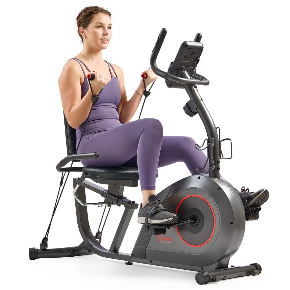 Smart Recumbent Bike with Cushioned Seat and App