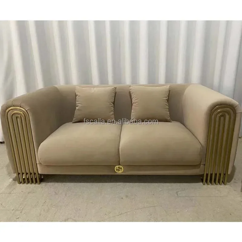 luxury fabric sofa living room furniture with metal frame 3 2 1 seater sectional velvet sofas for home hotel villa