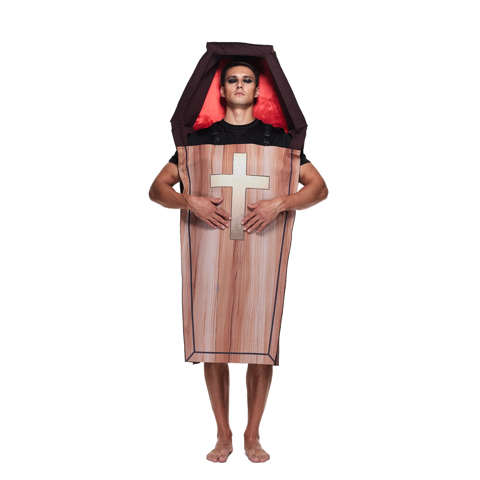 Men's Coffin Costume Adult Halloween Vampire Casket Tunic Outfits Multicoloured