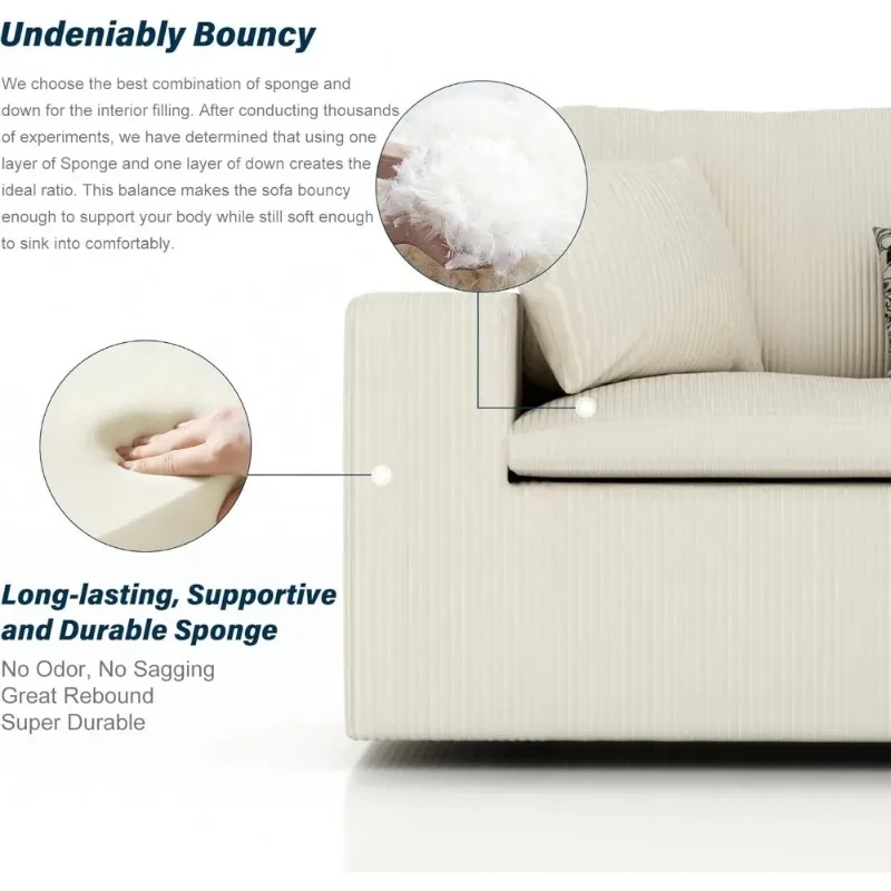 3-zits L-formige Bank Met Diepe Zitting، أريكة سحابية مقاس 101 بوصة، Gezellige Modulaire Banken، بنك سروال قصير كبير الحجم #4