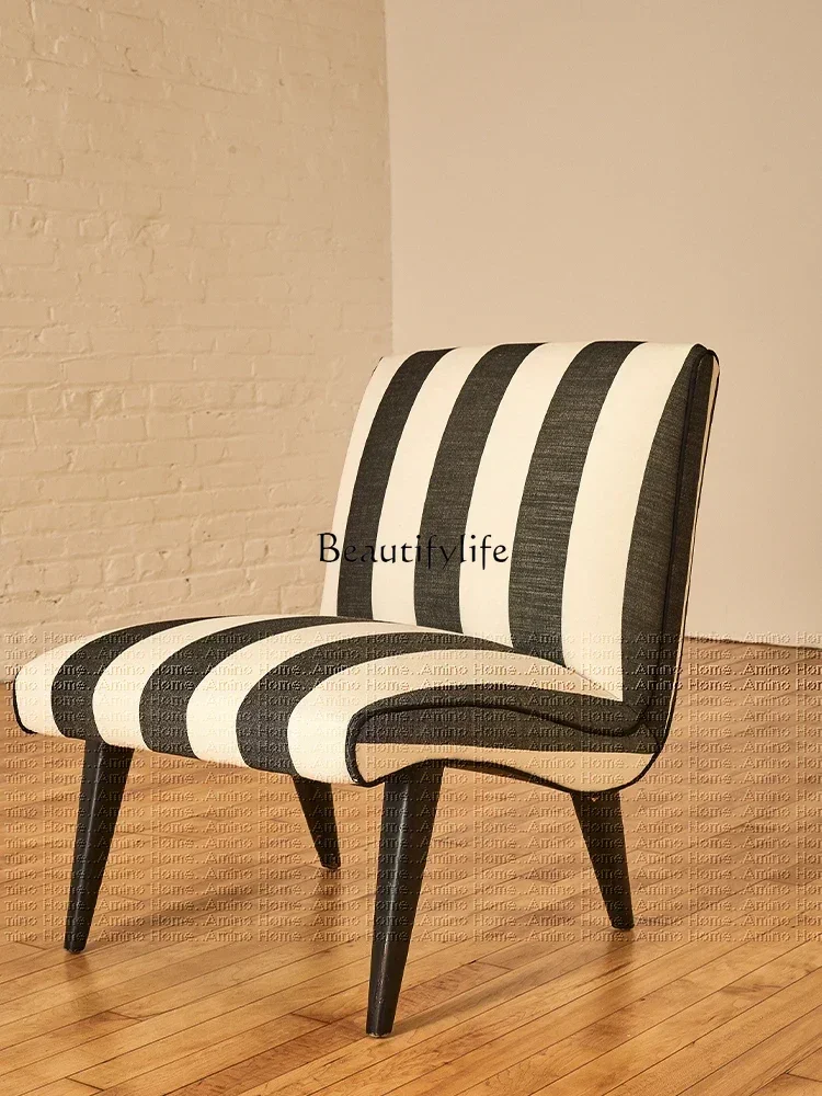 

LJYChinese Ancient Style Single Sofa Chair Home Leisure Area French Striped Lazy Small Sofa