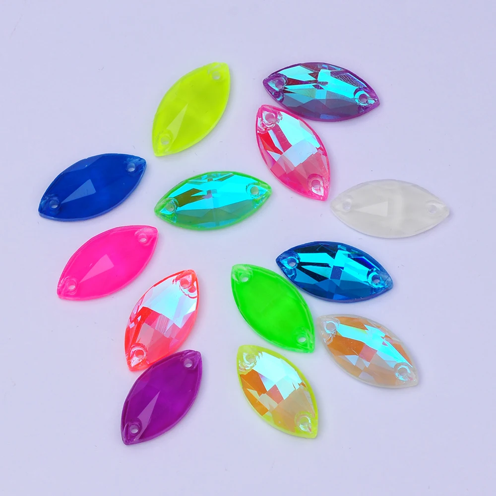 Neon K9 Navette-förmige Strasssteine mit abgeschrägten Kanten, Hochzeitskleid-Accessoires, aufnähbare Zierkristalle – Detail 6