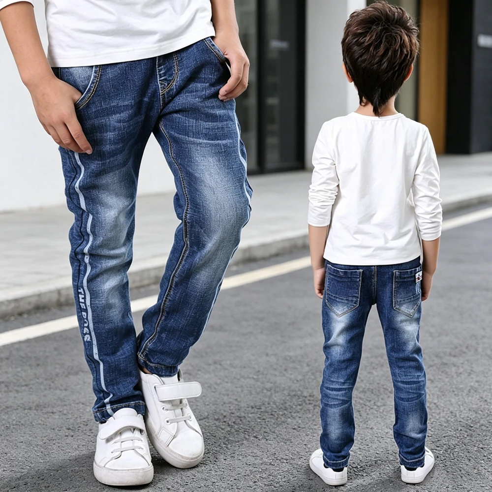 IENENS Kids Jeans Slim Straight Denim Pants Boy Casual Trousers 4-6 Years Children Bottoms