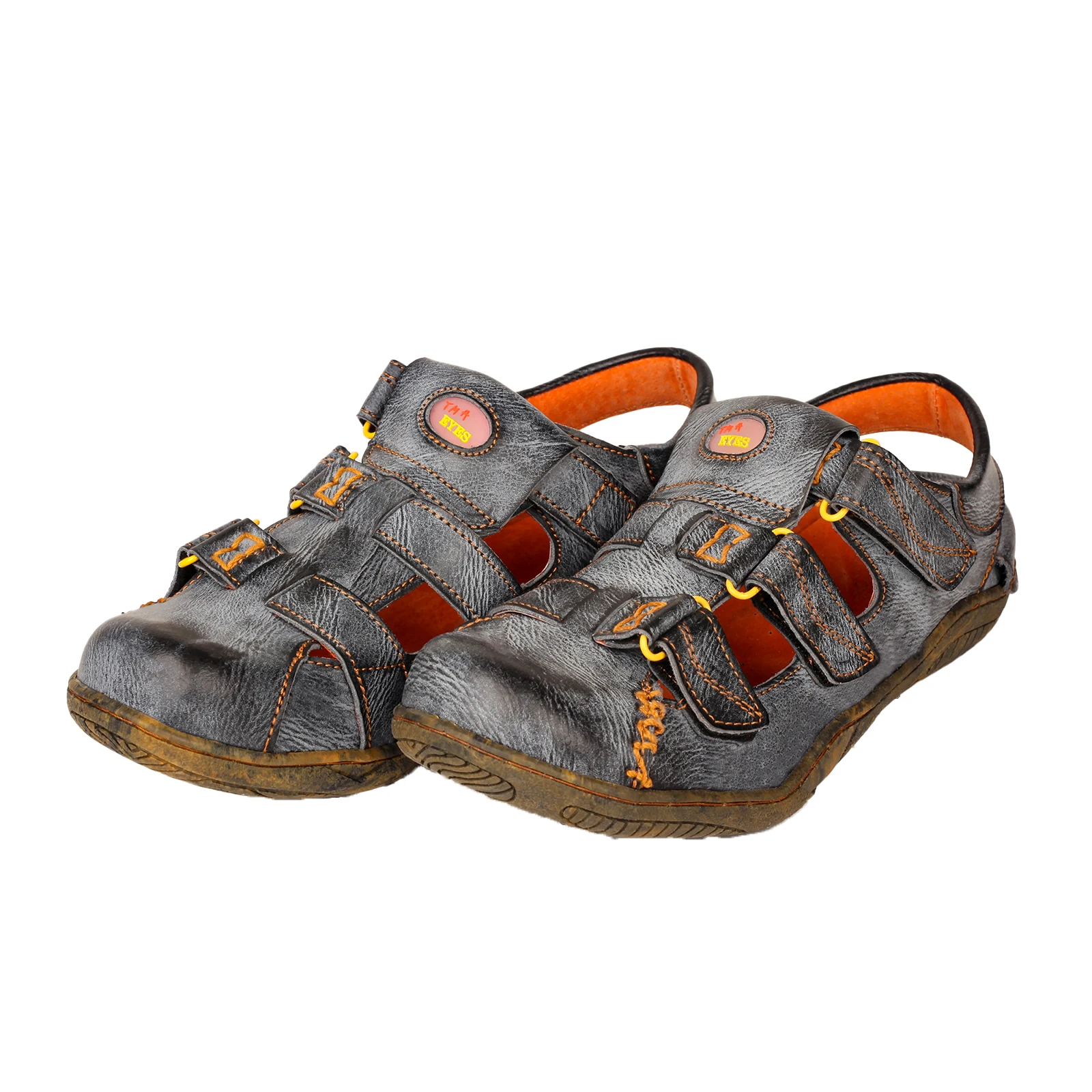 

TMA EYES Женские кожаные сандалии с закрытым носком на липучке