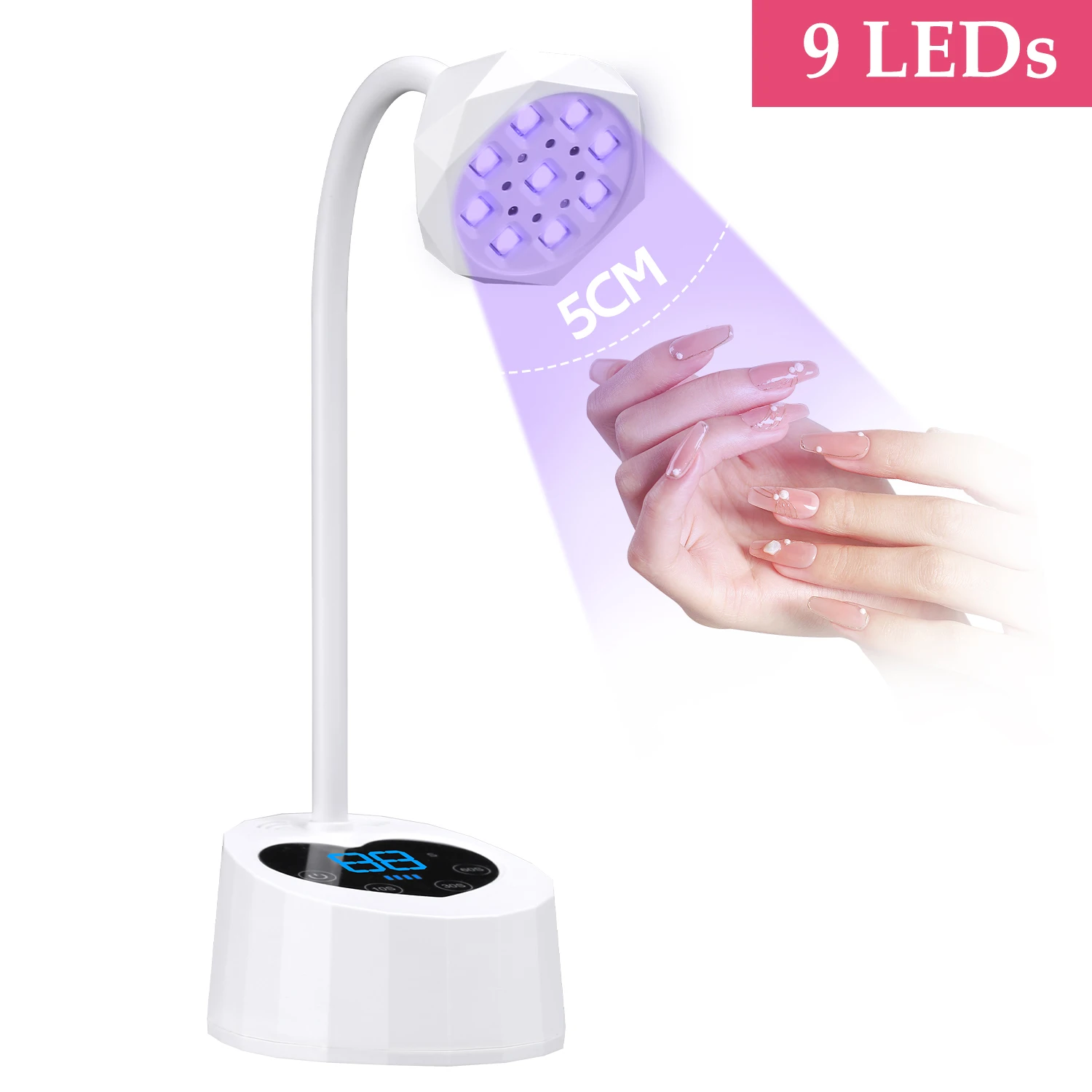 Desk Nail Lamp 360° Flexible Rechargeable Nail Dryer for Curing All Nail Gel Portable UV LED Lamp for Manicure Nail Salon Use