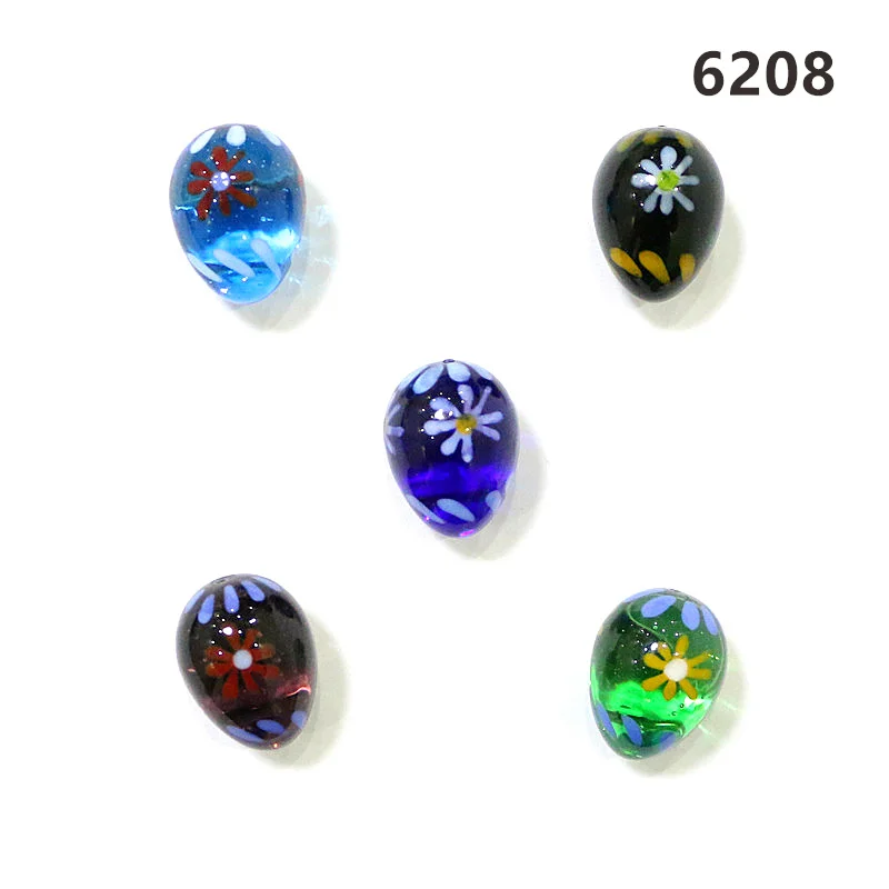 5PCS Custom Cute Murano Glass Easter Egg Shape Ornaments Colorful Rare Mini Oval Marbles Ball For Holiday Party Home Table Decor
