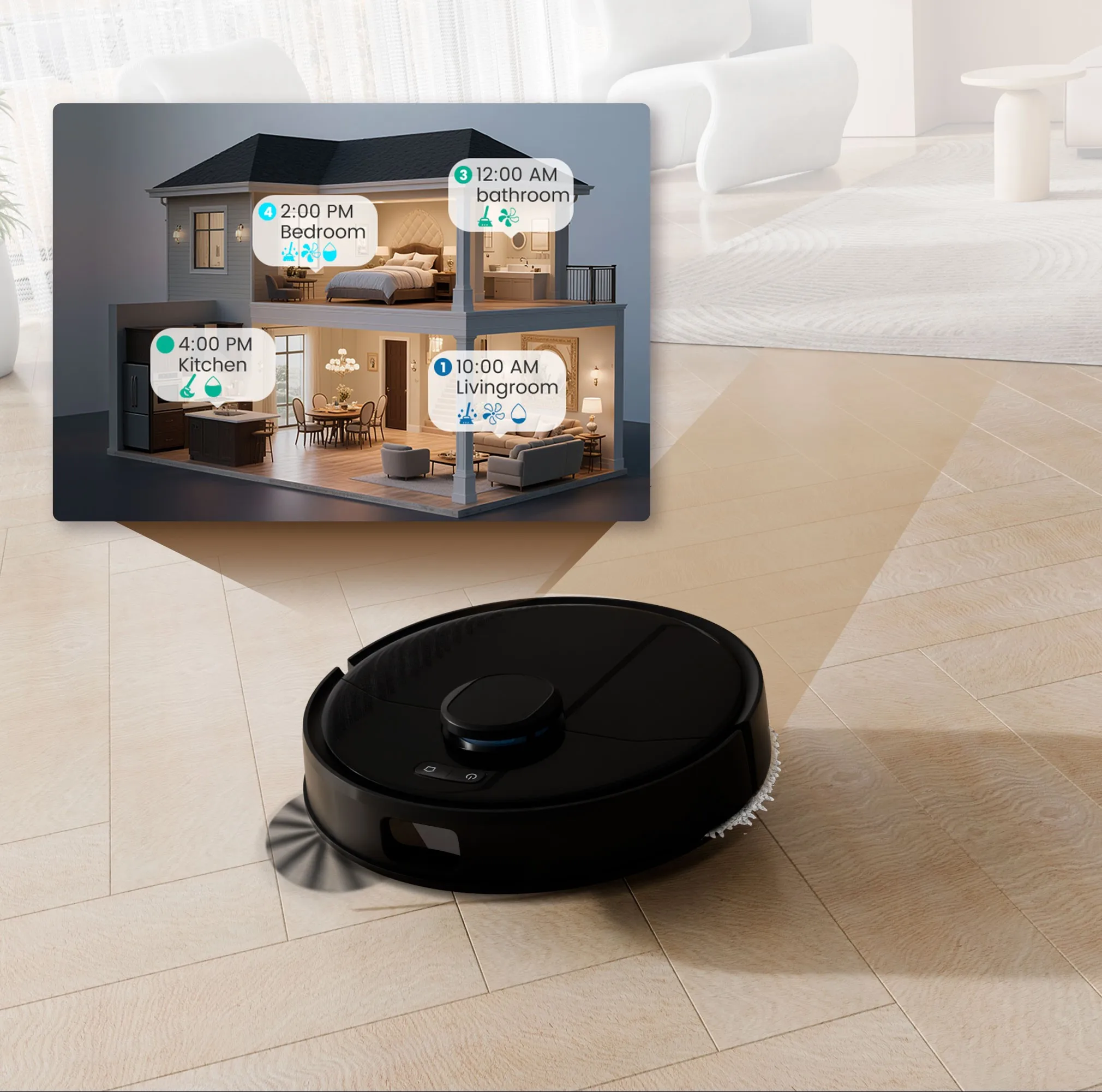 X1 Smart All-in-One Sweeping Mopping Robot Vacuum Cleaner 10000Pa LDS Slam+VSLAM Navigation App-Controlled HEPA Hotel