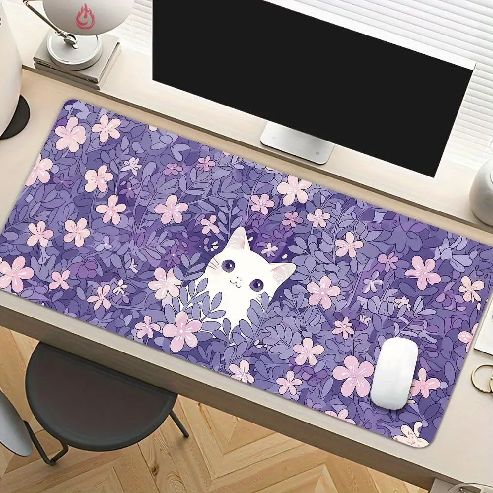 

Anime mousepad Cute Cat and Romantic Flower Design Mouse Pad Desk Mat Non-Slip table mat pc accessories Gaming mats tapis souris