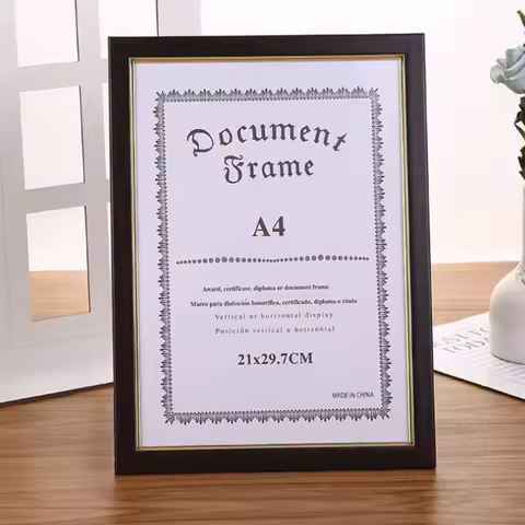 A4 Size Wooden Diploma Certificate Photo Artwork Picture Frame Poster Wall Decor Frame for Tabletop Desktop