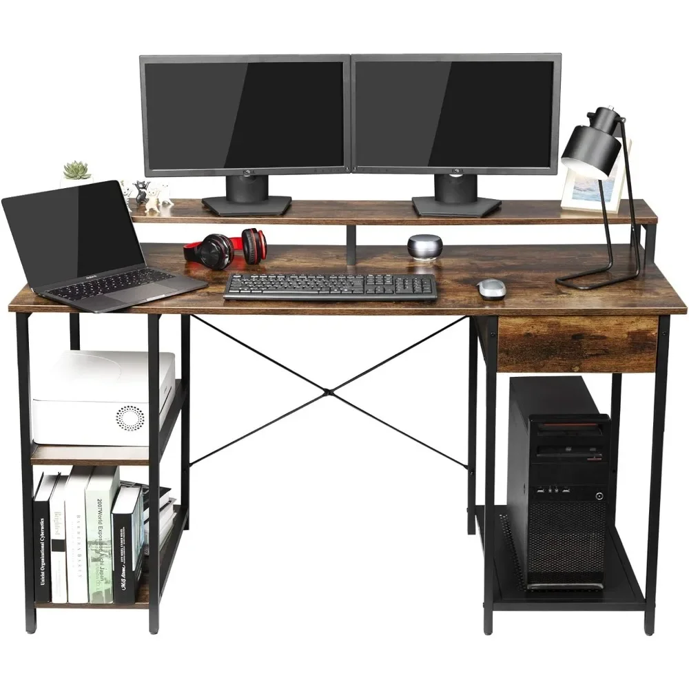 

Reading Desk Computer Desk Office Desk With Wodden Drawer Free Shipping Monitor Stand and Storage Shelves Gaming Furniture