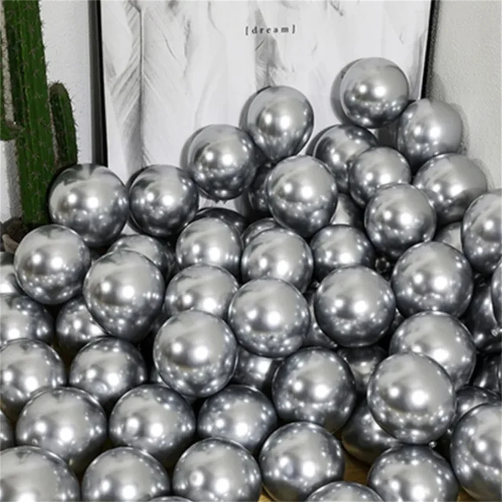 50pcs 5inch Chrome Black Metallic Balloons Happy Birthday Party Decorations Kids Adult Boy Girl Baby Shower Wedding Decoration