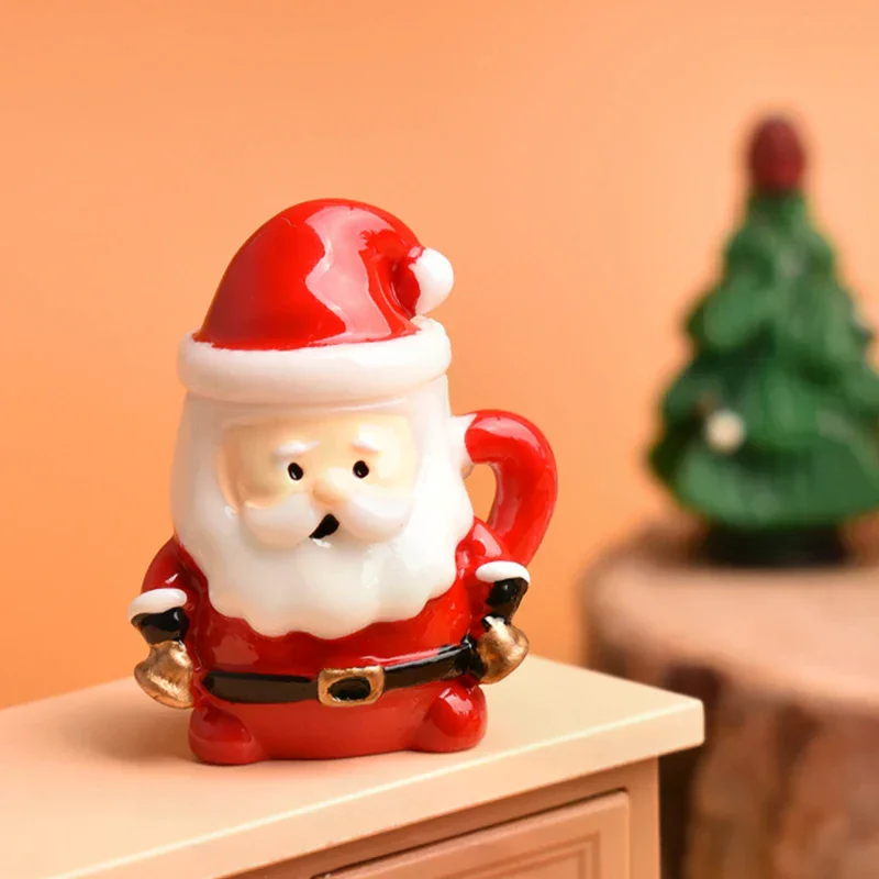 Santa Claus Teacup Decoration Miniature Christmas Cup Scene Landscape Resin Dollhouse Accessories Christmas Crafts & Gifts Mini