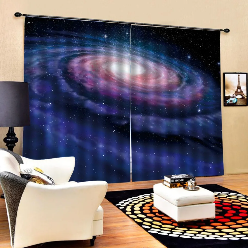 sky Curtain office Bedroom 3D Window Curtain Luxury living room decorate Cortina