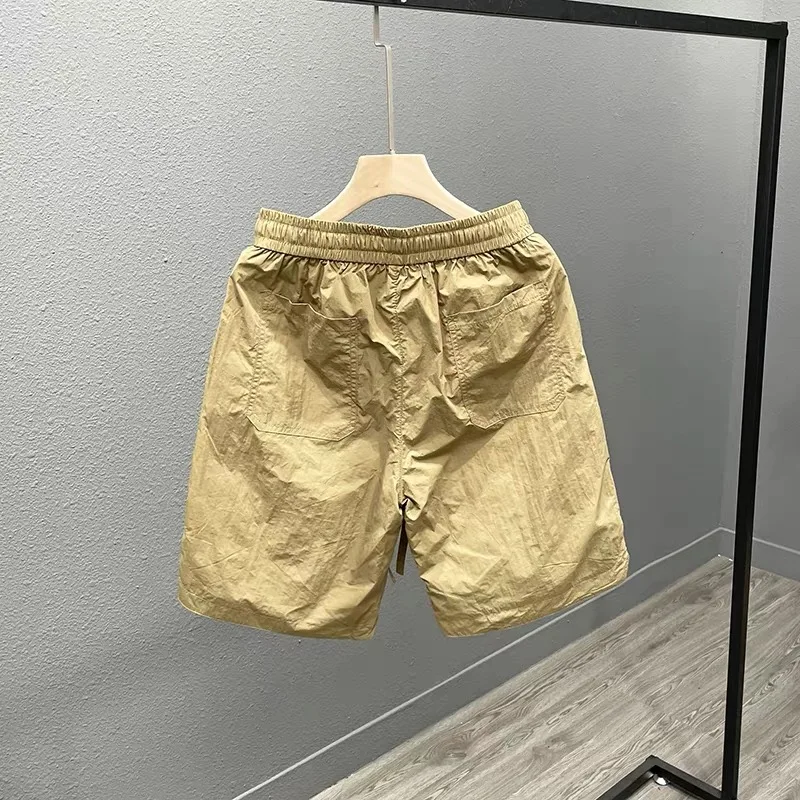 

New Men's Loose Qui Dry Work ort Pants Summer Thin Five-Quarter Trendy Design Beach Casual Pants Elastic Waisand